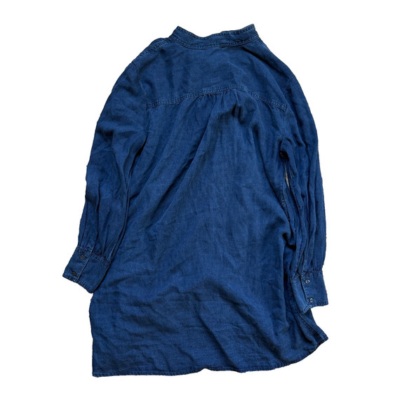 Banana Republic Western Denim Midi Dress Sz M Blue Button Peasant Cottagecore LS - Picture 2 of 10